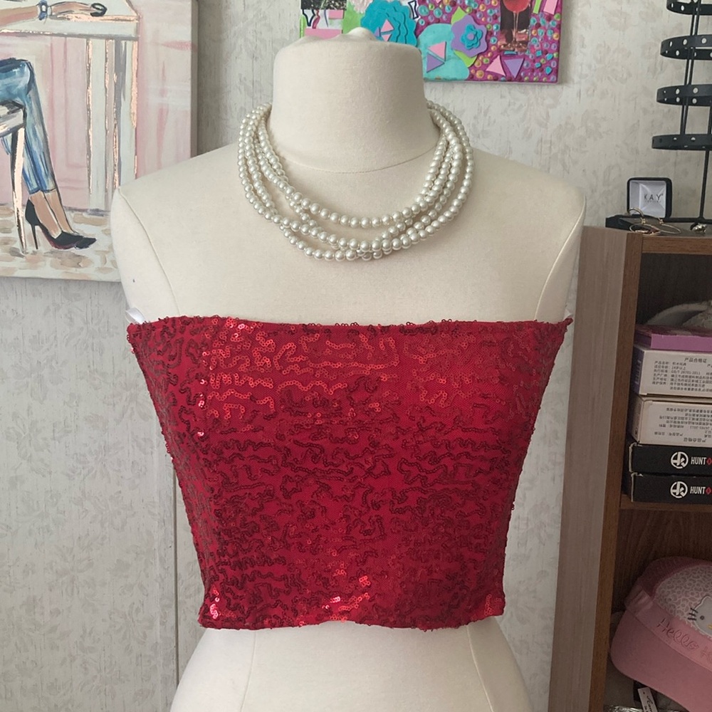 Red Sequin corset top